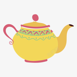 黄色茶壶矢量图素材