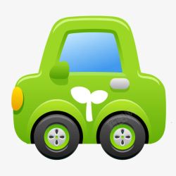 卡通绿色环保小轿车素材
