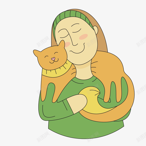 猫和主人矢量图eps免抠素材_88icon https://88icon.com 主人 动物 猫 矢量图