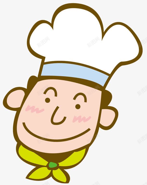 一位卡通厨师png免抠素材_88icon https://88icon.com 卡通 卡通厨师 棕色头发 白色帽子 粉色脸颊 蓝色装饰