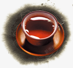 茶杯水墨素材
