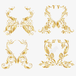 欧式金色的古典花纹矢量图素材