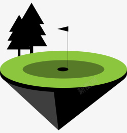 高尔夫球免扣图手绘绿色简约高尔夫球场高清图片