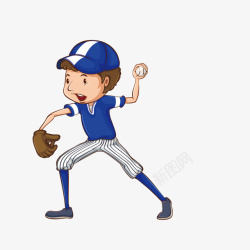 卡通男孩棒球运动矢量图素材