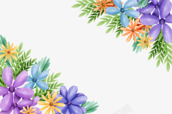 手绘五颜六色花卉边框矢量图素材