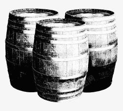黑白色红酒保险桶素材