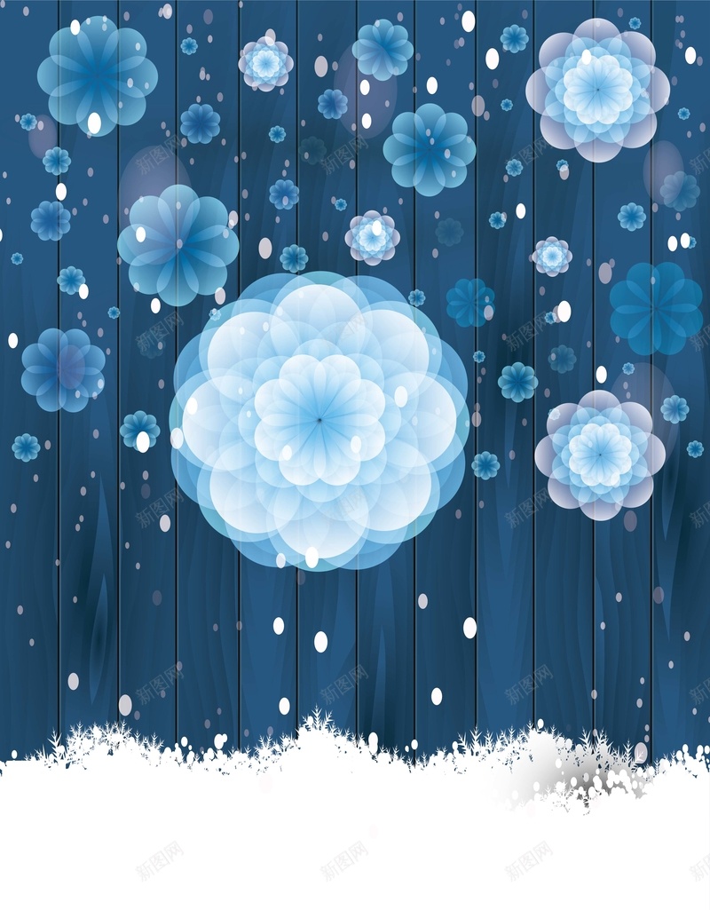 蓝色木板上盛开的梦幻花朵背景矢量图ai设计背景_88icon https://88icon.com AI 忧伤 木板 海报 矢量素材 纹理 背景 花朵 蓝色 高清背景设计图 矢量图
