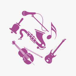 紫色时尚音乐教育乐器图案矢量图素材