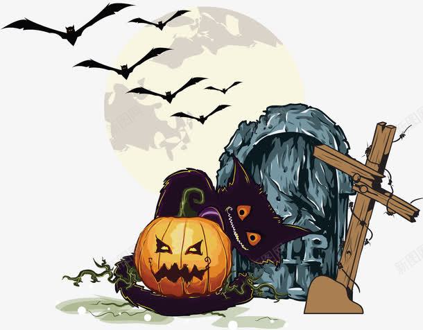 墓地的万圣节南瓜png免抠素材_88icon https://88icon.com HALLOWEEN 万圣节 南瓜 墓地 恐怖 惊吓 鬼节