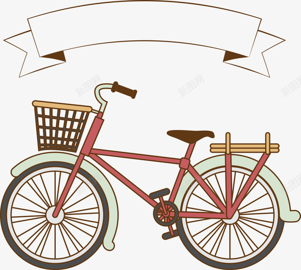 自行车与丝带矢量图ai免抠素材_88icon https://88icon.com 丝带 单车 卡通自行车 矢量自行车 自行车 矢量图