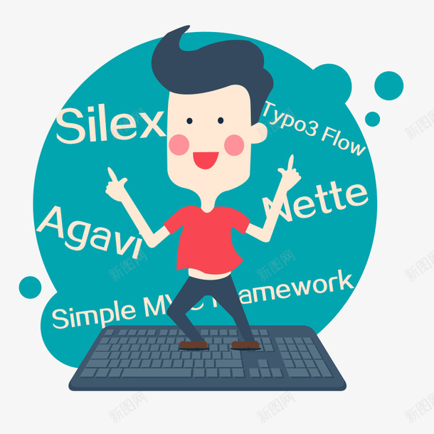 卡通手绘元素psd免抠素材_88icon https://88icon.com 卡通小人 手绘元素 跳舞 键盘