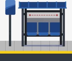 蓝色座椅公交站台矢量图素材