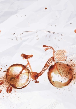 咖啡粉渲染自行车背景装饰矢量图背景