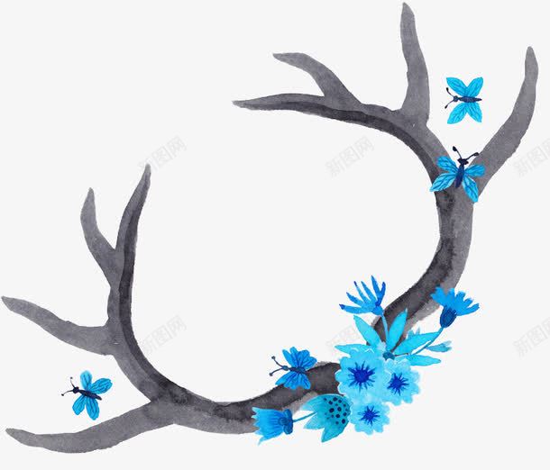 创意合成扁平蓝色的花朵效果png免抠素材_88icon https://88icon.com 创意 合成 扁平 效果 花朵 蓝色