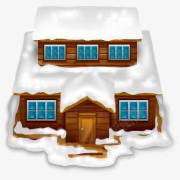 雪中的圣诞小屋图标图标