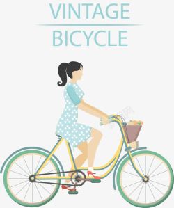 骑着自行车的女孩素材