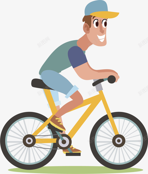 卡通骑单车运动的人矢量图ai免抠素材_88icon https://88icon.com 健身 矢量png 运动 骑单车 骑车 骑车运动 矢量图
