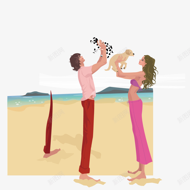 抱着小狗在沙滩上玩耍的情侣矢量图ai免抠素材_88icon https://88icon.com 情侣 情侣沙滩 沙滩 沙滩玩耍 玩耍 矢量图