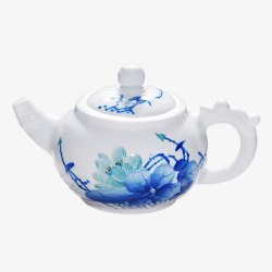 中国风水彩画白色瓷壶素材