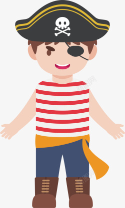 海盗装扮的男孩矢量图素材