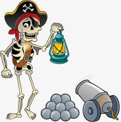 海盗骷髅头和小炮素材