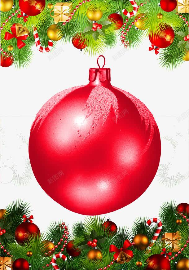 红色圣诞礼物球png免抠素材_88icon https://88icon.com 圣诞礼物球 圣诞节素材 红色 红色蝴蝶结 绿色松针