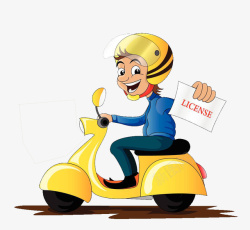 卡通人物插图骑摩托车素材