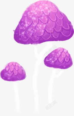 手绘梦幻紫色蘑菇素材