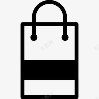 购物袋的轮廓与毛黑色水平线图标图标