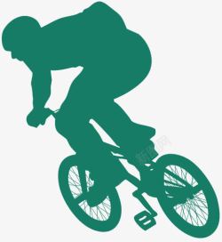 绿色人物骑单车简易画素材