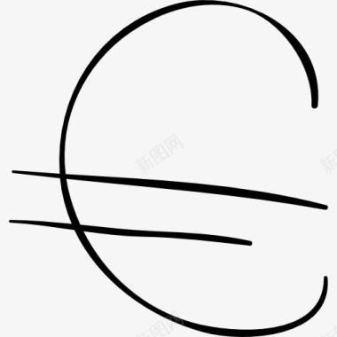 欧元勾画标志图标图标