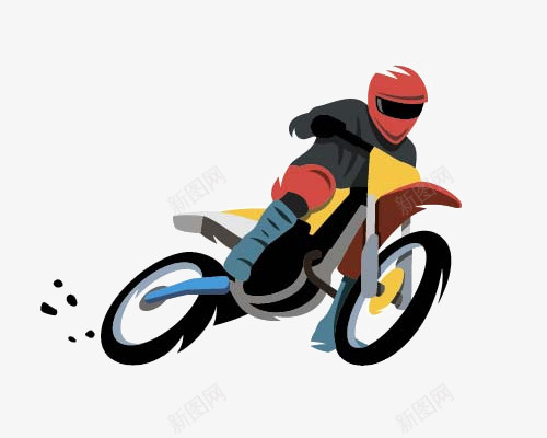 骑着摩托车的运动员png免抠素材_88icon https://88icon.com 卡通 手绘 摩托车 运动员