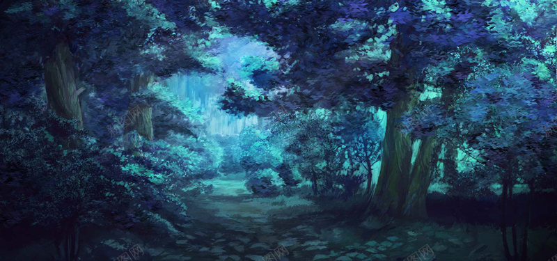 夜晚的森林jpg设计背景_88icon https://88icon.com 卡通 夜晚 手绘 森林 海报banner 灰色调 童趣