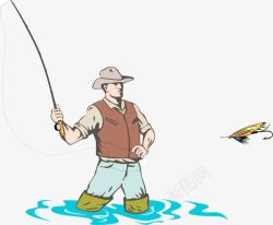钓上鱼的渔夫素材