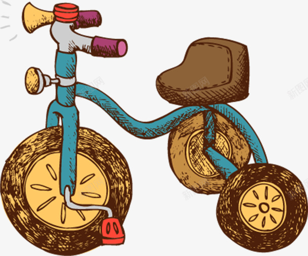 手绘儿童自行车矢量图ai免抠素材_88icon https://88icon.com 儿童自行车 手绘 运动 矢量图