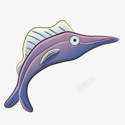 世界海洋日紫色小尖鱼矢量图素材