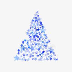 蓝色星星圣诞树素材