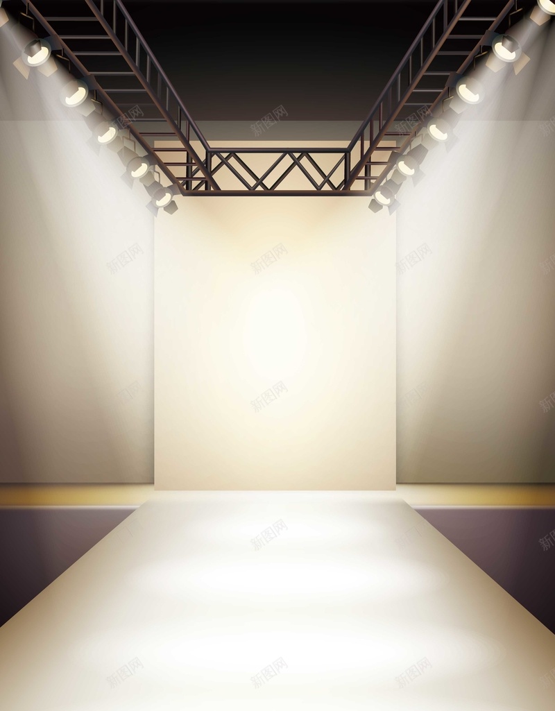 展示T台背景模板矢量图ai设计背景_88icon https://88icon.com 展示T台 海报矢量背景模板 灯光 金色渐变 矢量图