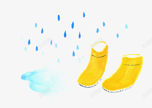 水彩手绘下雨天png免抠素材_88icon https://88icon.com 下雨 下雨天 卡通雨点 水彩手绘 水滩 雨水 雨滴 雨靴