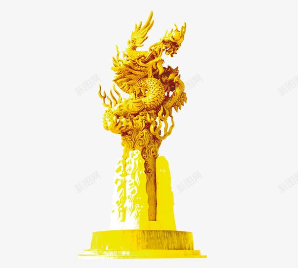 龙头柱png免抠素材_88icon https://88icon.com 大龙头 金色 鼎