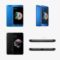 蓝色黑色小米note3手机素材