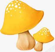 春天手绘漫画黄色蘑菇素材