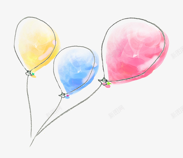 水彩气球png免抠素材_88icon https://88icon.com AI 卡通 可爱 喜庆 彩色 手绘 气球 水彩 线条
