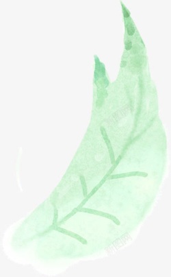 绿色手绘水墨树叶装饰素材