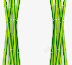 嫩绿色竹边框对称边框素材