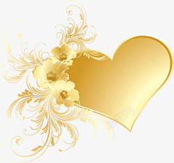 金色花朵爱心装饰素材