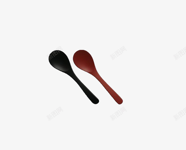 两只木勺子psd免抠素材_88icon https://88icon.com 木勺子 红色 黑色