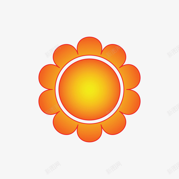 花朵型太阳png免抠素材_88icon https://88icon.com 太阳 手绘 花朵型 黄色