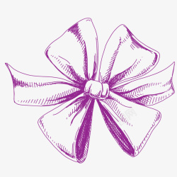 手绘紫色蝴蝶结素描素材