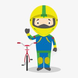 蓝色卡通少年山地自行车奥运会素材
